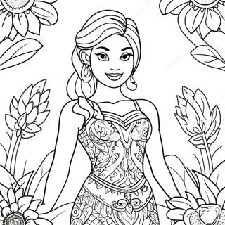 Pagina Para Colorir De Nala Adulto Elegante Em Um Vestido Floral 63300-52390