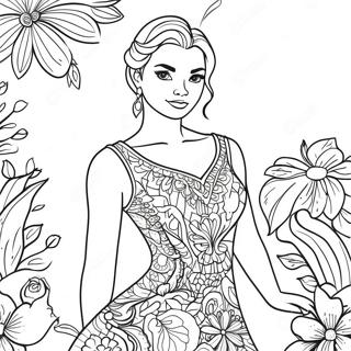 Pagina Para Colorir De Nala Adulto Elegante Em Um Vestido Floral 63300-52391