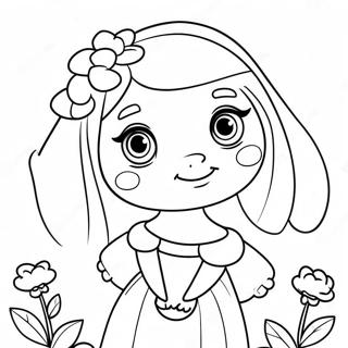 Pagina Para Colorir Da Mina Fofa Com Flores 63540-52582