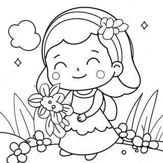 Pagina Para Colorir Da Mina Fofa Com Flores 63540-52583