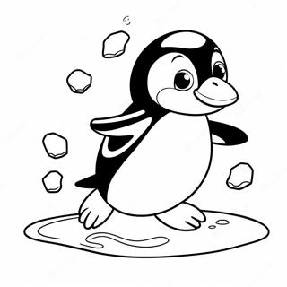 Pagina Para Colorir Do Pinguim Fofo Deslizando No Gelo 63580-52605