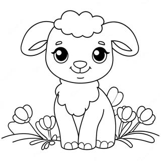 Pagina Para Colorir De Ovelhinha Fofa Da Pascoa Com Flores 63650-52663