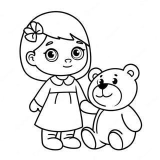 Pagina Para Colorir Agnes Fofa Com Urso De Pelucia 64461-53291