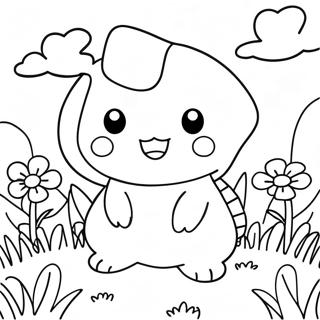 Pagina Para Colorir O Fofo Togepi Em Um Campo De Flores 64491-53312