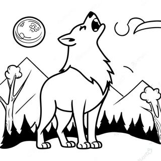 Pagina Para Colorir Do Lobo Majestoso Uivando Para A Lua 64821-53587