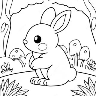 Pagina Para Colorir De Coelhinho Fofo Em Um Jardim 64961-53697