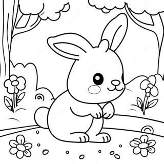 Pagina Para Colorir De Coelhinho Fofo Em Um Jardim 64961-53698