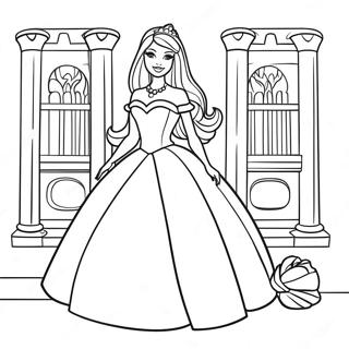 Pagina Para Colorir Da Elegante Princesa Barbie Em Um Castelo 65021-53749