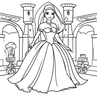 Pagina Para Colorir Da Elegante Princesa Barbie Em Um Castelo 65021-53750