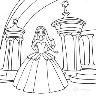 Pagina Para Colorir Da Elegante Princesa Barbie Em Um Castelo 65021-53752