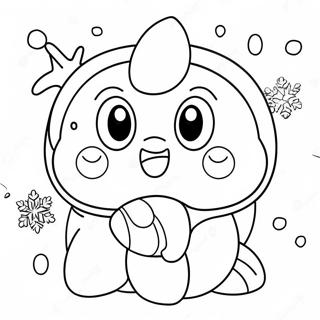 Pagina Para Colorir Do Ice Kirby Fofo Com Flocos De Neve 65141-53841