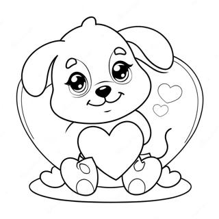 Pagina Para Colorir Do Cachorrinho Fofo Do Dia Dos Namorados Com Coracao 65261-53927