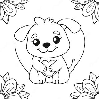 Pagina Para Colorir Do Cachorrinho Fofo Do Dia Dos Namorados Com Coracao 65261-53928