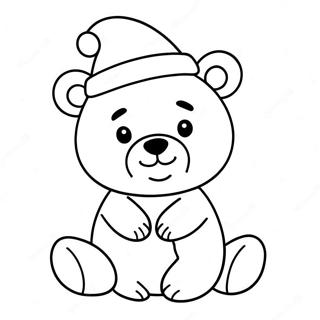 Pagina Para Colorir Do Fofo Urso De Natal Com Chapeu De Papai Noel 65521-54154