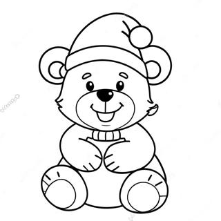 Pagina Para Colorir Do Fofo Urso De Natal Com Chapeu De Papai Noel 65521-54156