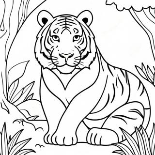 Pagina Para Colorir Do Majestoso Tigre De Bengala Na Selva 65791-54349