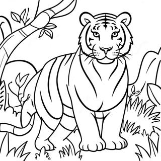 Pagina Para Colorir Do Majestoso Tigre De Bengala Na Selva 65791-54350