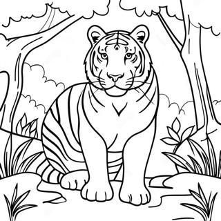 Pagina Para Colorir Do Majestoso Tigre De Bengala Na Selva 65791-54351