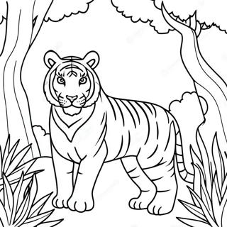 Pagina Para Colorir Do Majestoso Tigre De Bengala Na Selva 65791-54352