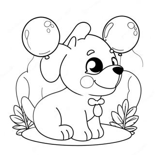 Pagina Para Colorir Cachorrinho Fofo De Aniversario Com Baloes 66121-54613