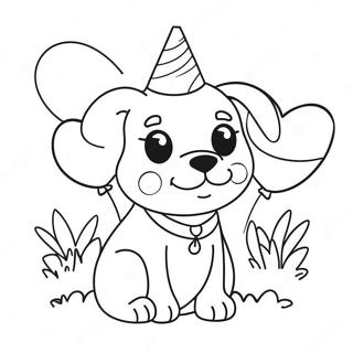 Pagina Para Colorir Cachorrinho Fofo De Aniversario Com Baloes 66121-54614