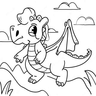 Pagina Para Colorir De Puff O Dragao Magico Voando Sobre Montanhas 66651-55035