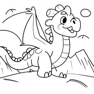 Pagina Para Colorir De Puff O Dragao Magico Voando Sobre Montanhas 66651-55036