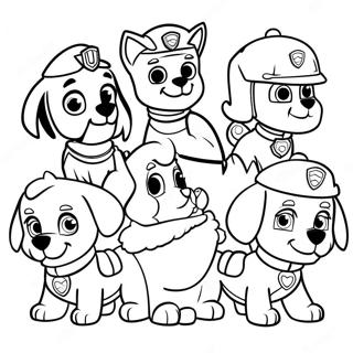 Pagina Para Colorir Personagens Da Patrulha Canina Com Chapeus De Papai Noel 672-537