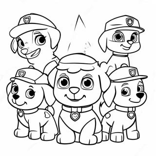 Pagina Para Colorir Personagens Da Patrulha Canina Com Chapeus De Papai Noel 672-540