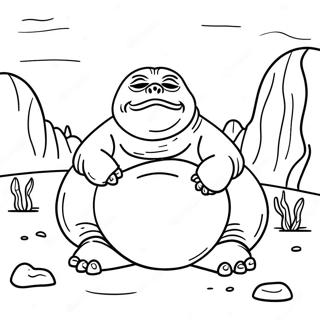 Pagina Para Colorir Do Jabba The Hutt Em Uma Cena De Deserto 67413-55639