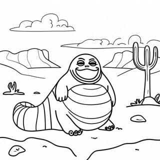 Pagina Para Colorir Do Jabba The Hutt Em Uma Cena De Deserto 67413-55640