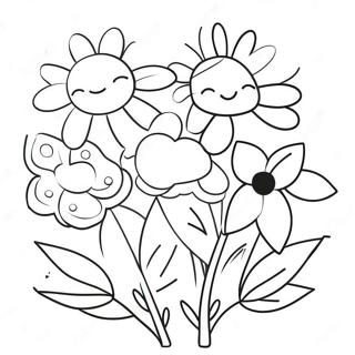 Pagina Para Colorir Do Buque De Flores Kawaii 67912-56020