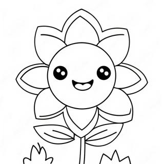 Pagina Para Colorir Da Flor Kawaii Fofa Com Rosto Sorridente 67913-56021