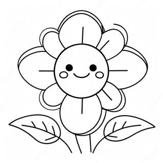 Pagina Para Colorir Da Flor Kawaii Fofa Com Rosto Sorridente 67913-56022