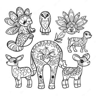 Pagina Para Colorir De Animais Vibrantes Da Arte Popular Mexicana 68093-56183