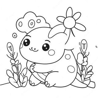 Pagina Para Colorir Do Axolote Squishmallow Fofo Com Flores 6815-5541