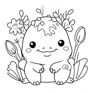 Pagina Para Colorir Do Axolote Squishmallow Fofo Com Flores 6815-5543