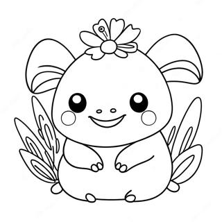 Pagina Para Colorir Do Axolote Squishmallow Fofo Com Flores 6815-5544