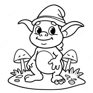 Pagina Para Colorir De Goblin Fofo Com Cogumelos 68313-56335