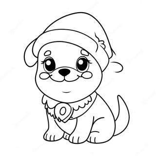 Cachorrinho De Natal Fofo Páginas Para Colorir