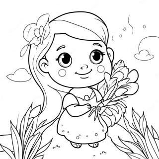 Pagina Para Colorir Da Mia Fofa Com Flores 68503-56499