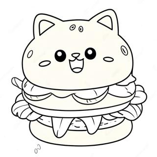 Pagina Para Colorir Do Hamburguer De Gato Fofo Com Bigodes 68553-56529