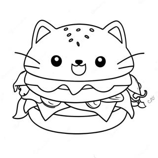 Pagina Para Colorir Do Hamburguer De Gato Fofo Com Bigodes 68553-56531