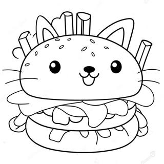 Pagina Para Colorir Do Hamburguer De Gato Fofo Com Bigodes 68553-56532