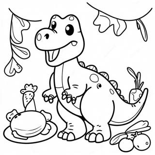 Pagina Para Colorir Do Banquete De Acao De Gracas Dos Dinossauros 68592-56542