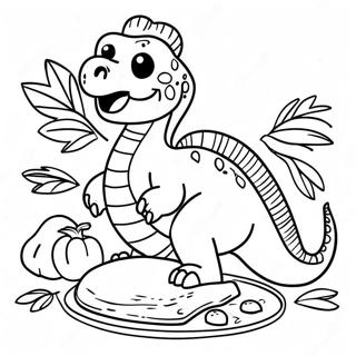 Pagina Para Colorir Do Banquete De Acao De Gracas Dos Dinossauros 68592-56543