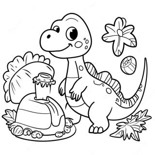 Pagina Para Colorir Do Banquete De Acao De Gracas Dos Dinossauros 68592-56544