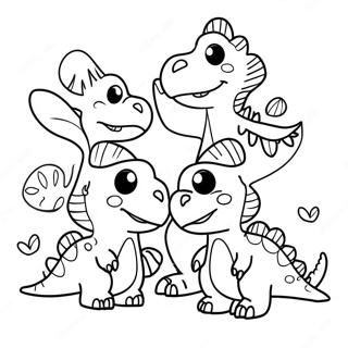 Pagina Para Colorir Da Fofa Familia De Dinossauros No Dia De Acao De Gracas 68593-56568