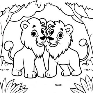 Pagina Para Colorir De Personagens Leao Brincando Na Selva 68844-56746