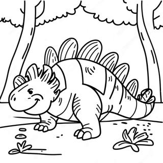 Pagina Para Colorir Do Dimetrodon Colorido Em Uma Floresta 69024-56895